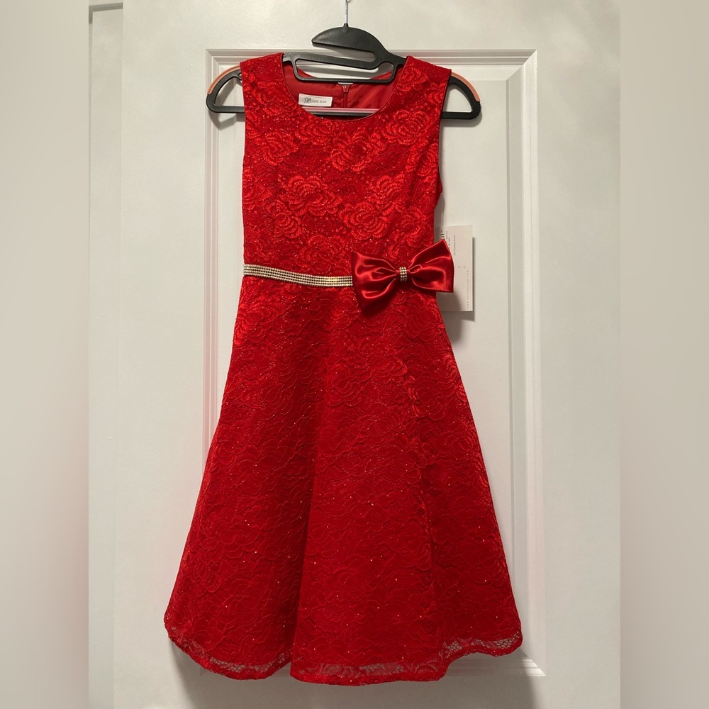 Girls Red Glitter Dress